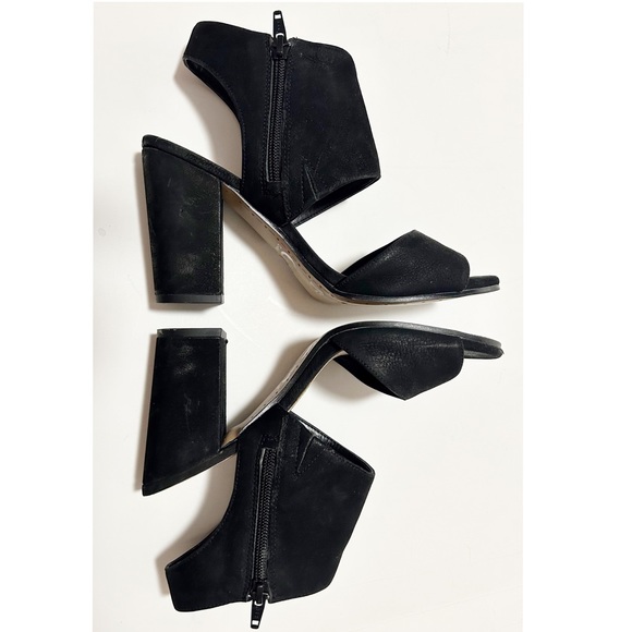 Gianni Bini, Black Leather Suede, Open Toe Blocked Heeled Sandals, SIZE 8.5M - Picture 8 of 11